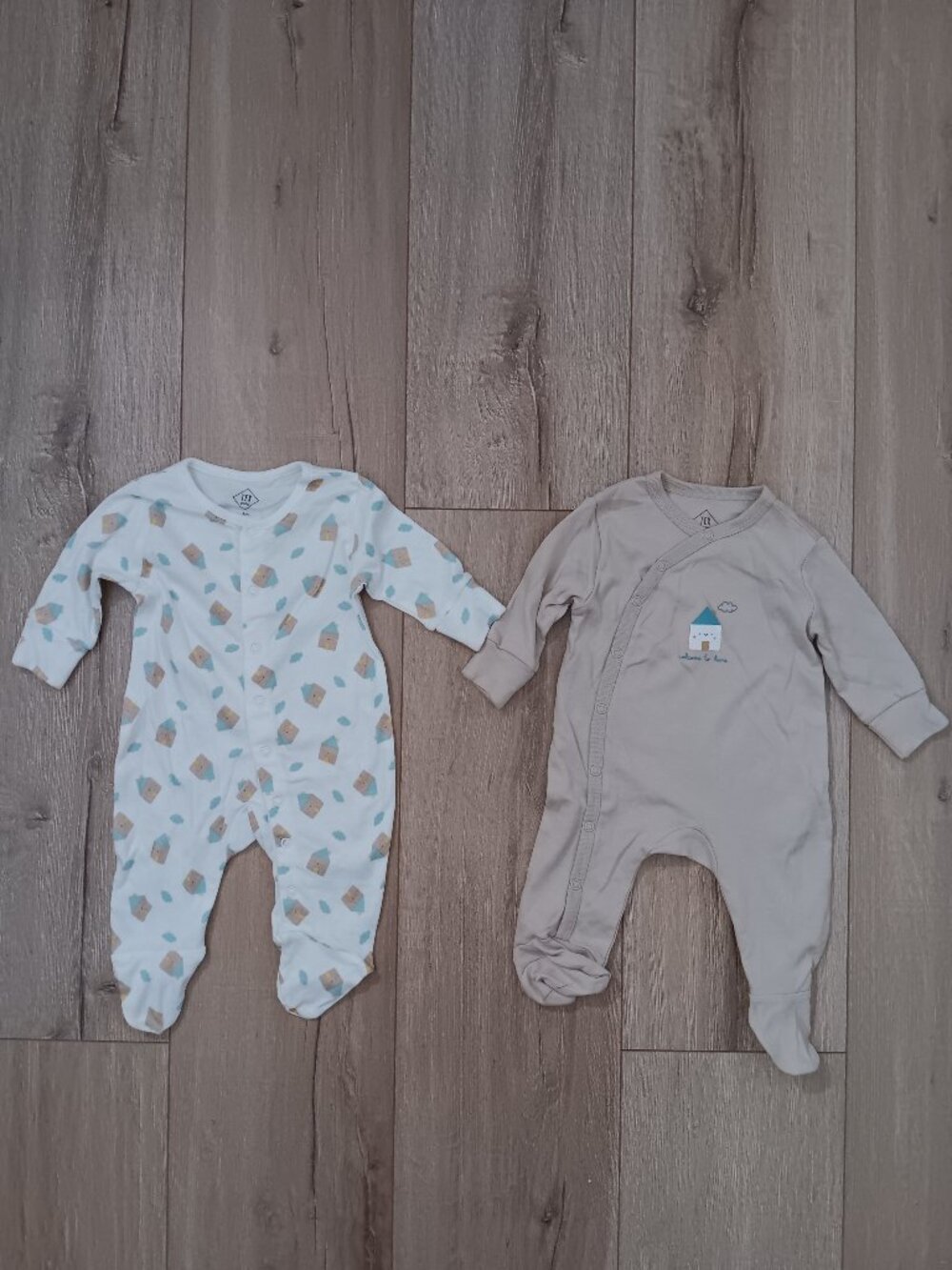 TEX Baby Cotton Footed Sleepers Bodysuits Lot 2pc Set Sleep Play Size 1M